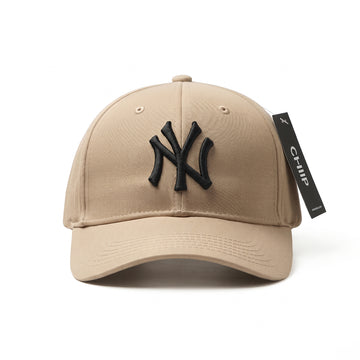 Beige NY Embroidered Adjustable Cap