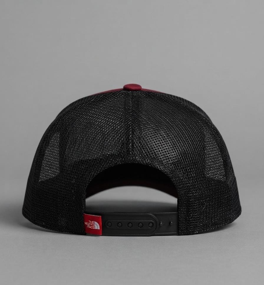 The North Face Box Logo Trucker Hat – Maroon / Red & Black Mesh