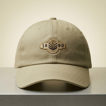 Vintage 1890 Crest Embroidered Cotton Baseball Cap Beige