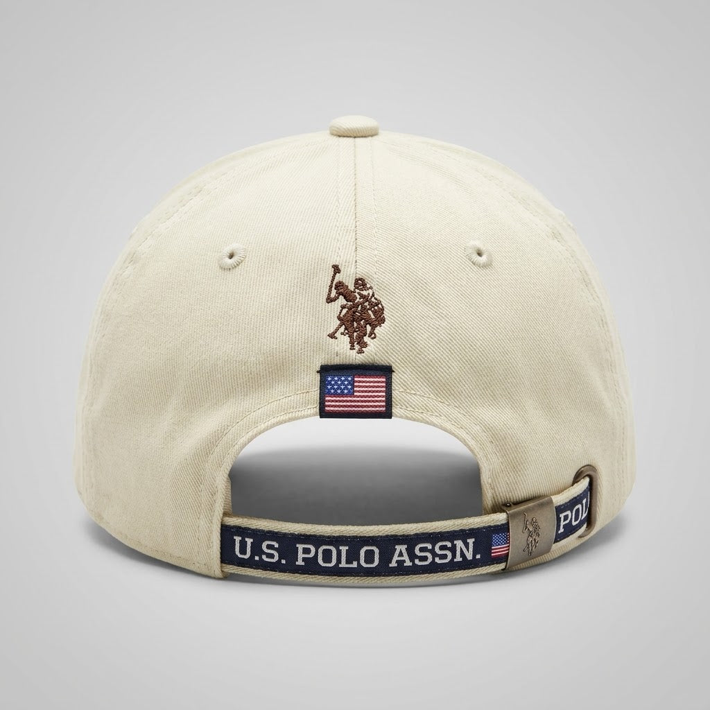 Vintage 1890 Crest Embroidered Cotton Baseball Cap Beige