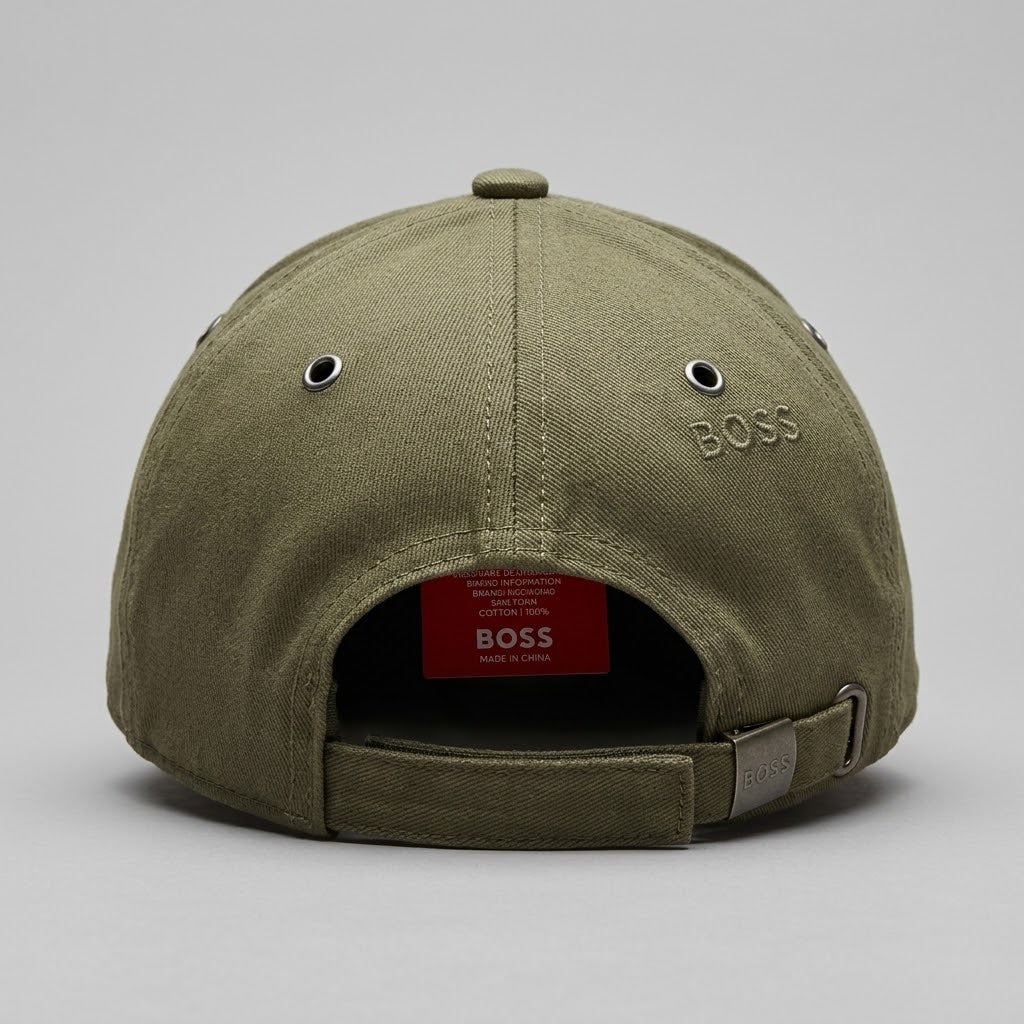 BOSS Logo Cotton Baseball Cap – Army Green