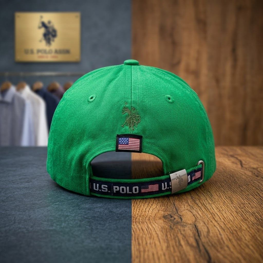 US Polo Assn. Embroidered Green Baseball Cap – Premium Cotton