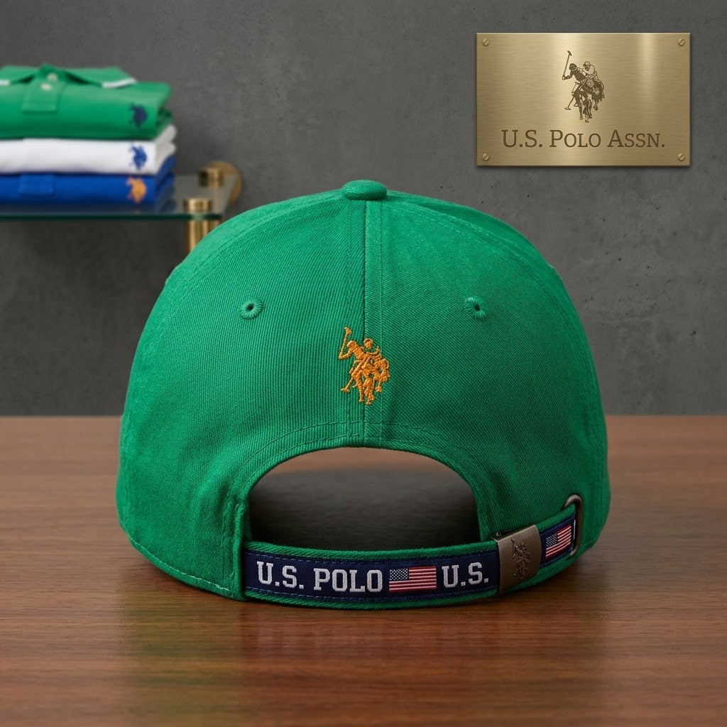 U.S. Polo Assn. Gold Crest Embroidered Green Cap